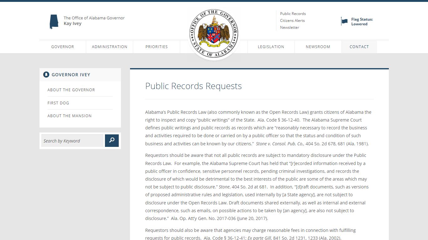 Public Records Requests - Office of the Governor of Alabama